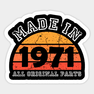 Made 1971 Original Parts 50th Birthday Sticker